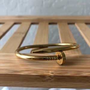 CelebrityInspired Yellow Gold Nail Bangle